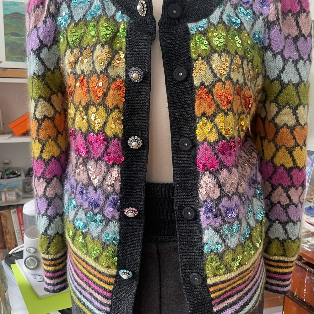 Marc Jacobs Hearts and Sequin Embellished Cardigan - Picture 2 of 14